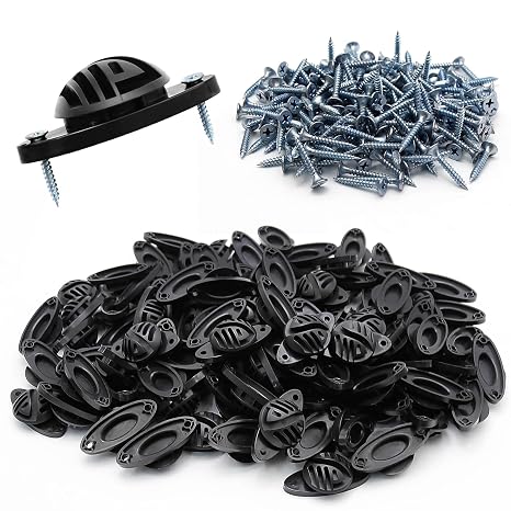 EATAKWARD 100 PCS Electric Fence Insulator with Screws, Black Wood Post polywire insulators, Hemispherical Insulators for Electric Fence Intermediate Bearing Rod, Black, PP