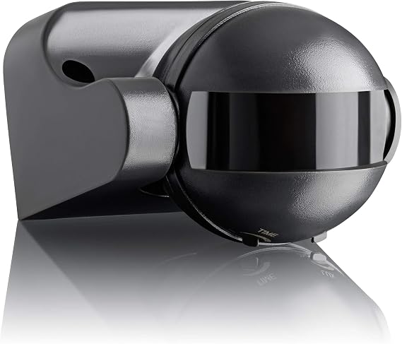 SEBSON PIR Sensor Outdoor IP44, Surface Wall mounted, Infrared Motion Sensor, LED suitable, Range max. 12m/180°, swivelling, max. 1200/300W, anthracite