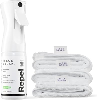 Jason Markk Repel Spray & Microfiber Towel Bundle, Non-Aerosol Water & Stain Repellent Spray w 3-Pack of Towels, Quick-Drying & Absorbent, Safe for Leather, Suede, Nubuck, Cotton, Knits