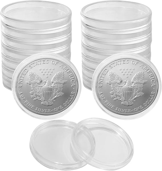 60 Pcs Silver Dollar Coin Holder, 40.6mm Round Coin Capsule
