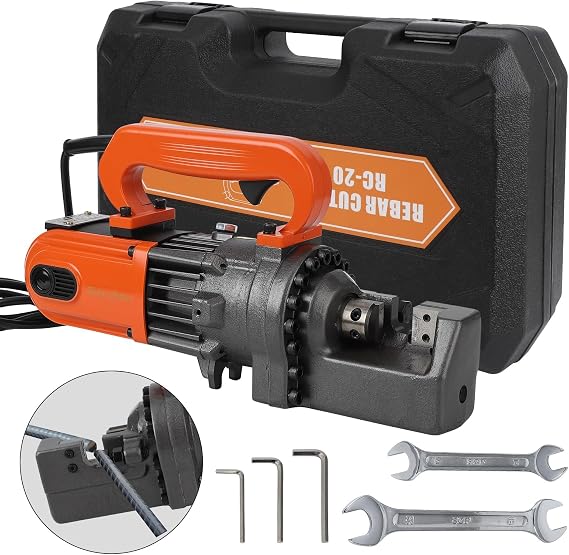 Electric Hydraulic Rebar Cutter Tool, 1250W Cutting up to 3/4 Inch #6 4-20mm Rebar Steel,110V, with Blades & Easy Carry Stainless Box (1250W RC-20)