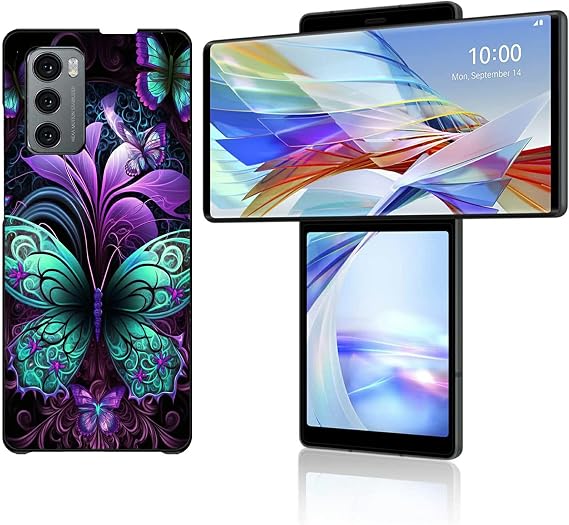 Rossy Slim Case for LG Wing 5G, for LG Wing 5G Phone Case with Art Butterflies Patten Design for Women Men Hard PC Shookproof Protection Anti-Scratch Cover for LG Wing 5G 6.8 inch