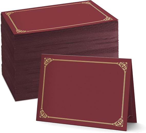 Red Certificate Folders 8.5 x 11, 100 Pcs