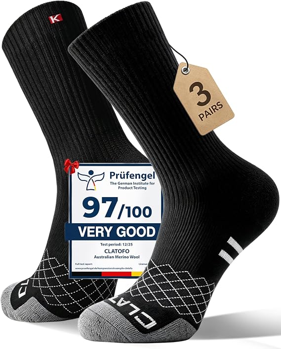 Merino Wool Hiking Socks, Lightweight Breathable Socks, Anti-Blister