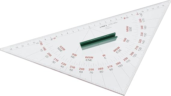 Linex 100413035 Nautical Protractor Bi-Colour Labelled with Plastic Handle and Vertical Edge 320 mm