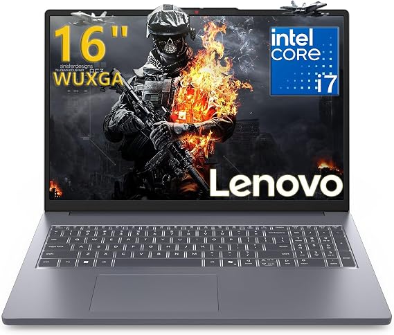 Lenovo 16 IPS FHD+ i7-13620H Office 365 2026 16GB DDR5 1TB SSD Laptop | Intel 10-Core CPU, USB-C PD & DP WiFi 6 BT 5.2 HDMI Windows 11 All-Day Power Business Computer - Home Office Video Editing