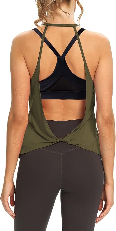 Mippo Womens Open Back Workout Tops Sleeveless Athletic Tank Tops