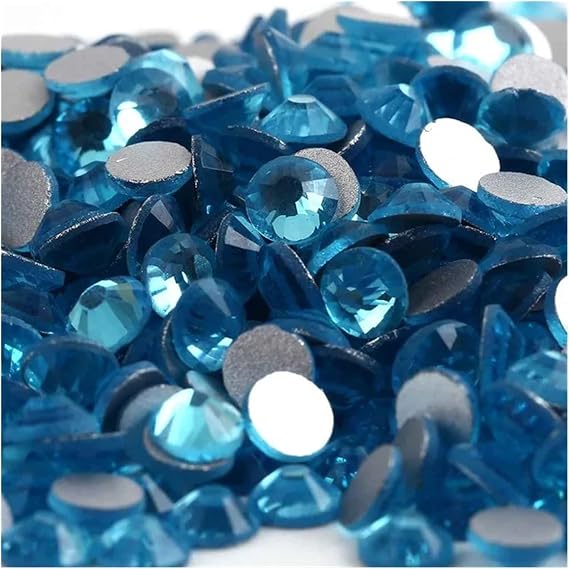 Rhinestones,crystal rhinestones, Hotfix Rhinestones Bedazzling Gems 3D Nail Art Crystal Non HotFix Decorations(Aquamarine,Mix Sizes 1440pcs)