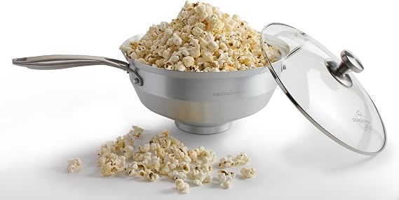 The Grandpopper Popcorn Popper | No-Shake, No-Stir Premium Stovetop Popcorn Maker | Popcorn Pan | Popcorn Pot | Pops Kernels Perfectly Without Burning | Easy Serving