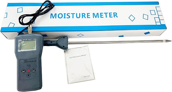 Digital Soil Moisture Tester Soil Moisture Meter Soil Moisture Analyzer For Measuring Soil And Cement Moisture Content With Measuring Range 0-50% Resolusion 0.1 Accuracy 2% Backlight Display