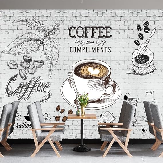 Custom Retro Coffee Shop Cafe Wall Murals Coffee Wallpaper