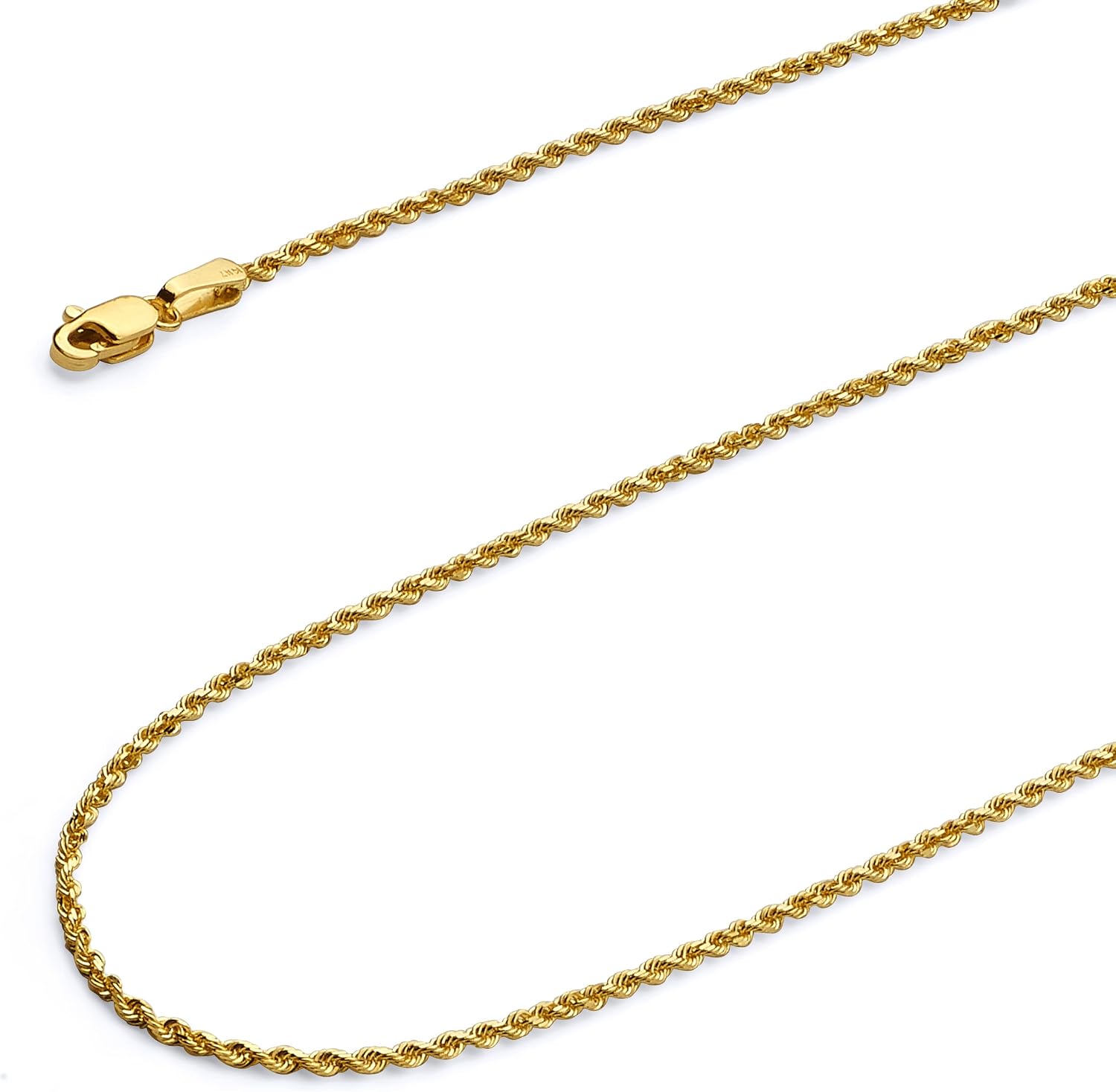 Wellingsale 14K Solid Gold Rope Chains (Select Options)