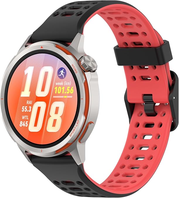 Compatible with Huawei Watch GT Runner 2 Replacement Band, 22mm Silicone Wrist Strap Bracelet Soft And Durable with Quick Release Smartwatch Accessorie(Black+Red)