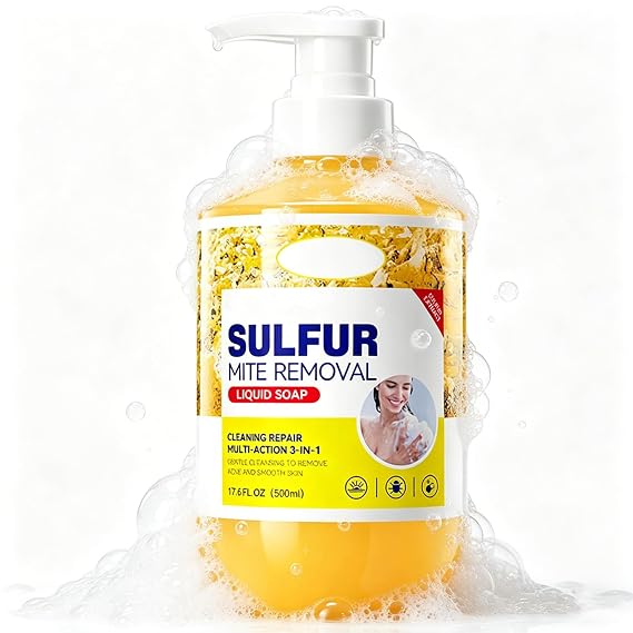 Loyan Deep Cleansing Sulfur Body Wash 500ml Creates a Rich Foam for Men and Women Yellow One Size
