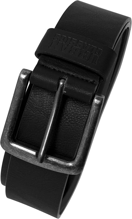 URBAN CLASSICS Unisex Leather Belt, Faux Leather Belt with Buckle Pin Fastening, Leather Imitation Belt for Men and Women, 100% Vegan, Colour: Black, Sizes: S, M, L, XL