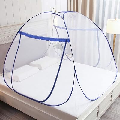 Pop-up Mosquito net Double Bed,L79x W59 x H59 in Double Door Zip Portable Tent Travel Mosquito net Free-Standing use one Compartment to Install Suitable for Bedroom no Hooks,L200W150H150CM