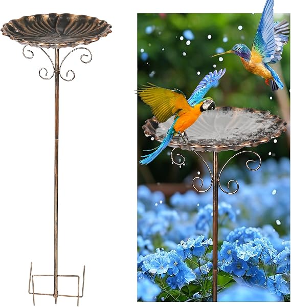 XTDMJ Bird Bath for Garden, 30In high 10In Diameter Vintage Freestanding Birdbaths & Supports, Metal Bird Baths Feeder Bowl for Outdoors Garden Patio Yard Lawn Decor