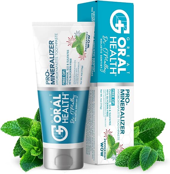 Nano hydroxyapatite Toothpaste Fluoride Free: Dentist Formulated Pro Remineralizing Toothpaste Plus Anti Cavity Xylitol, Tooth Remineralization for Sensitive Teeth & Enamel Support in Peppermint Wow