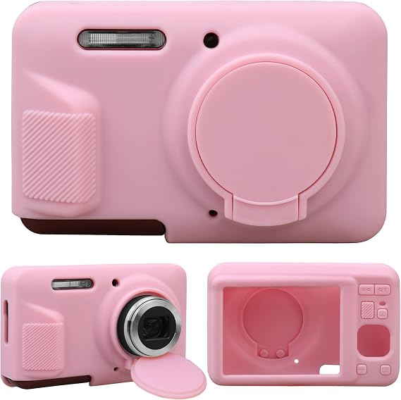 Silicone Camera Case for Kodak PIXPRO FZ55 16MP CMOS Sensor Digital Camera, Soft Silicone Protective Case Removable Lens Cover, Video Vlogging Camera Cover, Pink