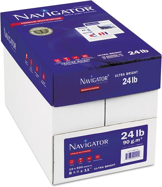 Navigator NMP1124 Premium Multipurpose Paper, 99 Brightness, 24lb, 8-1/2 x 11, White, 5000/Carton