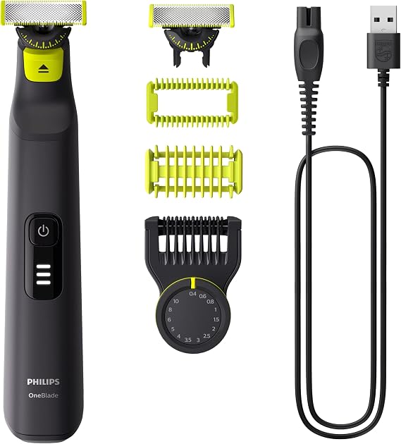 Philips OneBlade Pro 360 Electric Shaver with Blade, 14 Length Adjustments, 90 Minutes of Operation, 2 Replacement Blades, Body Compatible, Waterproof