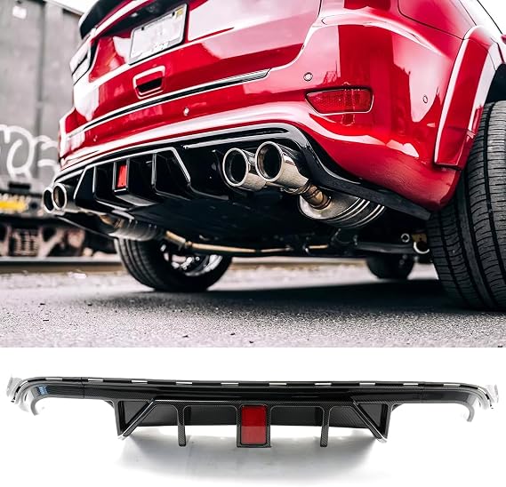 Rear Bumper Diffuser with W/LED for Jeep Grand Cherokee Trackhawk 2018-2021