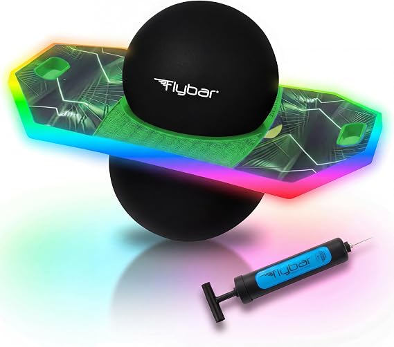 Flybar LED Pogo Trick Ball for Kids Balance Bounce Board w/Anti-Slip Deck
