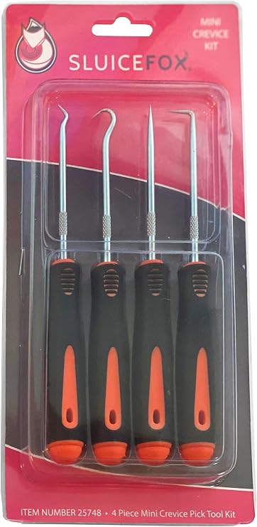 Sluice Fox Mini Crevice Tools 4 Piece Set for Gold panning Kits; Mini Pick Set for Pulling Gold paydirt Nuggets from Bedrock; Gold panning equipmet for Prospecting