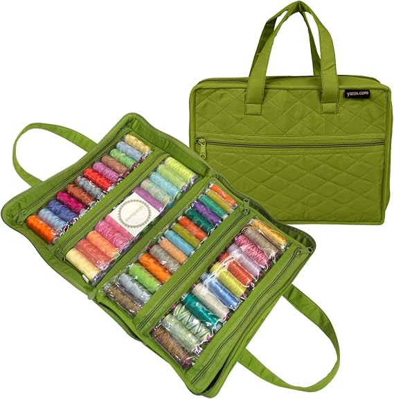 Yazzii 100 Spool Thread Organizer - Thread Holder Organizer - Portable Thread Storage Bag Green