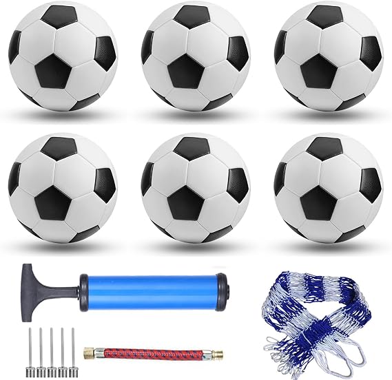 6 Pack Classic Soccer Balls Size 5/4/3 Includes Ball Pump and Net Bag,Soccer Training Ball Practice for Adults,Competition Soccer for Indoor Outdoor