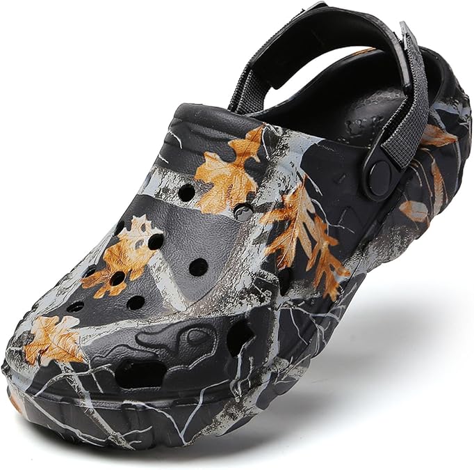 MEIAGDT Unisex Camo Clogs Mules Sandals Arch Comfortable Garden Shoes for Men Women - Lightweight EVA Slip on Shoes for Beach, Shower, Outdoor & Casual Wear
