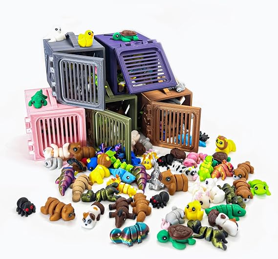 30Pcs Mini Animals Figures Set, 3D Printed Small Animal Flexible Fidget Toy, 3D Printed Cute Animal Home, Office, Executive Desk for Christmas Decoration, Tiny Animals Figurines Exquisite Cute Pet