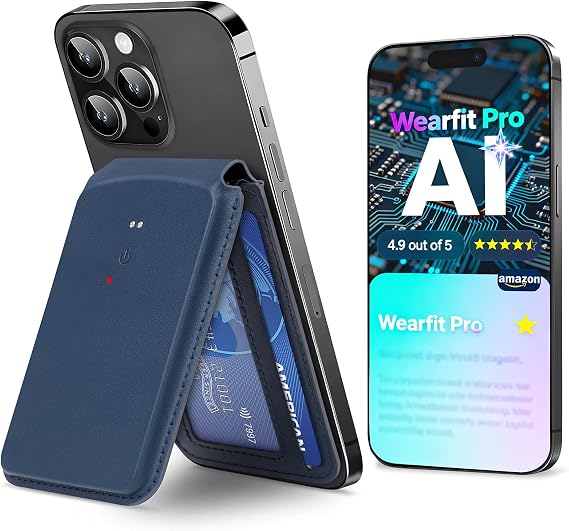 AI Voice Recorder - AI Note Taking Recording Device, Phone Wallet Card Holder Design, Transcribe & Summarize, APP Control Audio Recorder, Supports 137 Languages, for Lectures, Meetings, Calls (Blue)