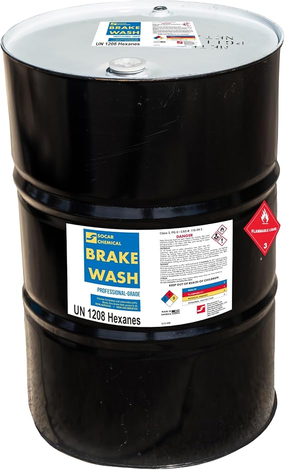 Socar Chemical Brake Wash, Non-Chlorinated Brake Parts Cleaner | Professional Grade, 55 Gallon Drum