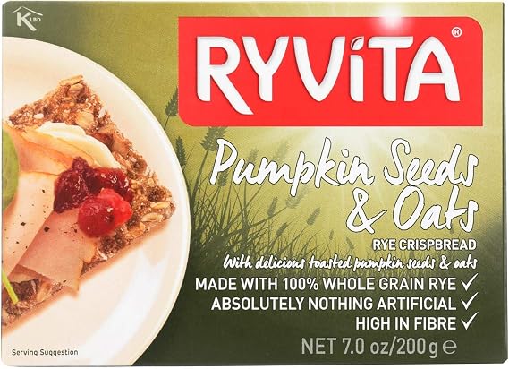 Ryvita Crisp Bread Crispbread - Pumpkin Seed and Oat - Case of 8 - 7 oz.
