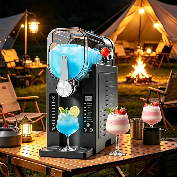 Professional Home Slush & Ice Cream Machine: 200W power, quiet operation, dishwasher-safe parts. Turns any liquid into delights quickly.