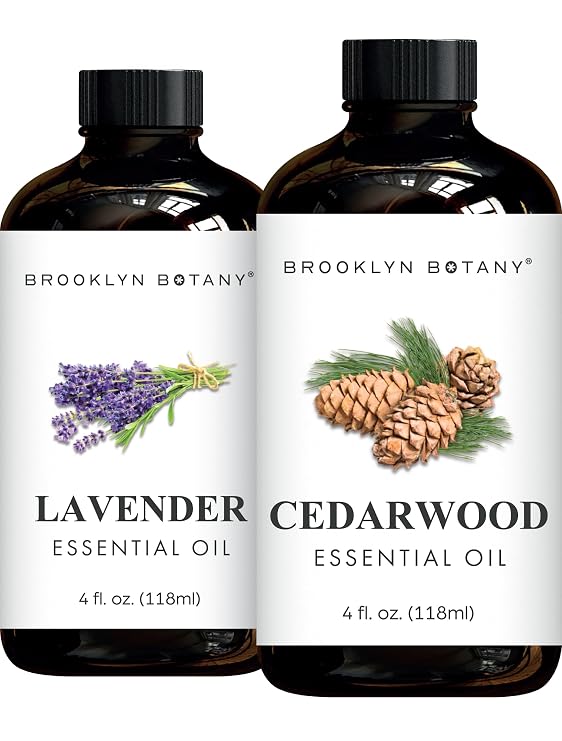 Brooklyn Botany Lavender & Cedarwood Essential Oils 4 Fl Oz (Pack of 2) 100% Pure & Natural Premium Grade Aromatherapy Oils Deep Relaxation Blend