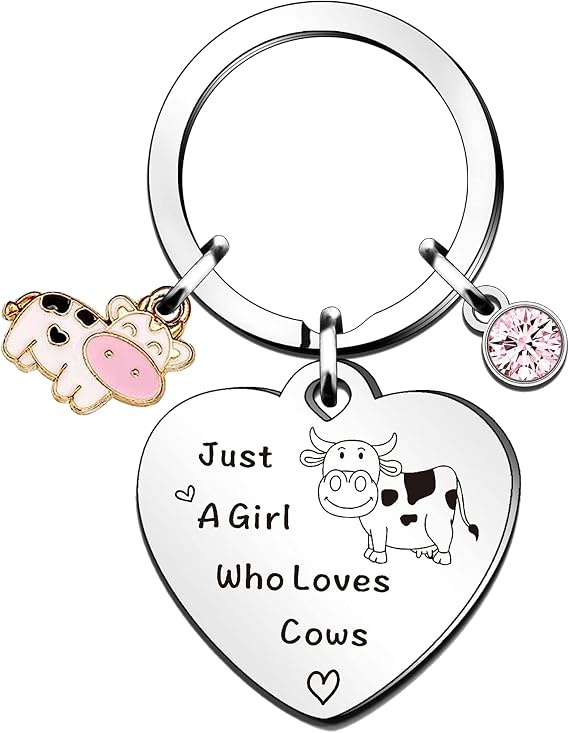 Cow Keychain Cowgirl Gifts Keyring - Cow Keychains Cow Keychain Accessories Cow Print Key Chain Cute Cow Girls Stuff Keyring Jewelry for Women Bag Purse Wallet Handbags Backpack