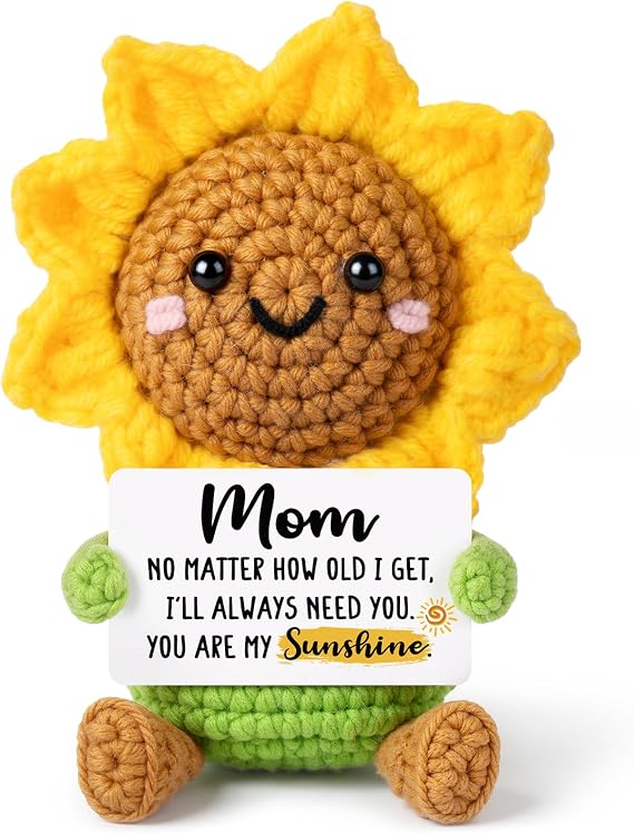 Gifts for Mom from Daughter Son - Handmade Crochet Mini Sunflower