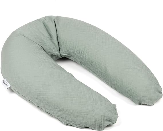 Doomoo Comfy Big Pregnancy Pillow - Adaptable for Breastfeeding, Maternity Pillow for Support, Elongated Shape, Organic Cotton - Tetra Green