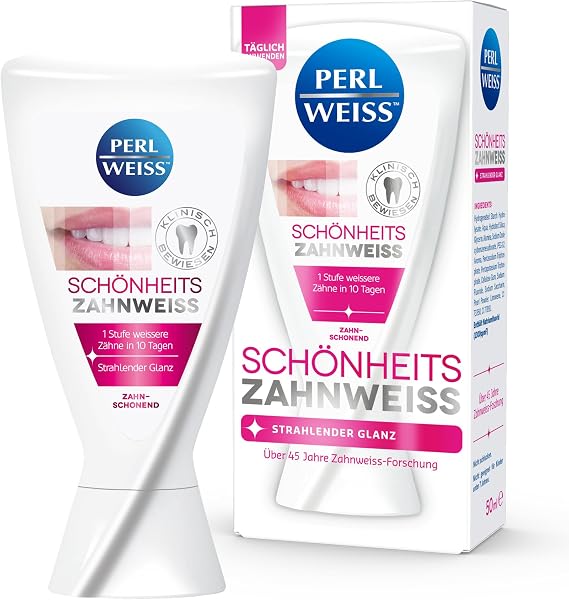 Perlweiss Beauty Teeth Whitening Toothpaste - with Unique Pearl Powder Against Discolouration - for Visible Teeth Whitening, Radiant Shine & Enamel Protection, 50 ml