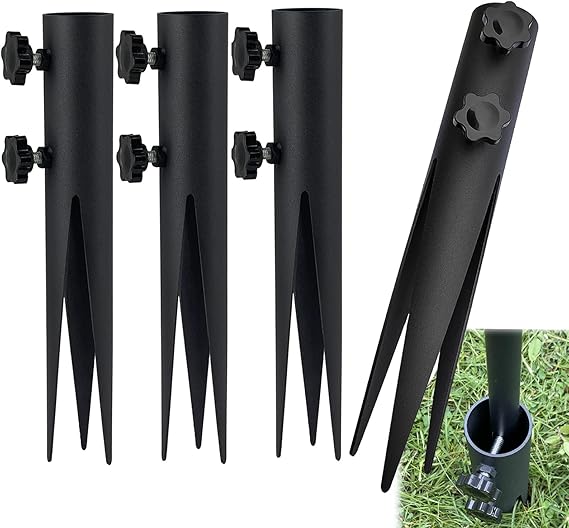 4 Pcs Steel Torch Stakes,Garden Stakes for Outdoor Lights,Metal Ground Spike Replacement Stakes for Solar Lights & Live Flame Torches,Outdoor Torch Stand Stake for Flagpoles, Fishing Rods