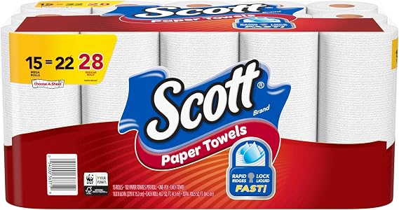Scott Paper Co., Paper Towels Double Rolls One-Ply, 15 Count
