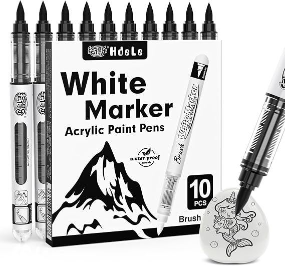 Guangna Black Acrylic Paint Markers, Black Acrylic Paint Pens for Christmas Art, Rock Painting, Wood, Glass, Ceramic, Canvas, Stone, DIY Crafts