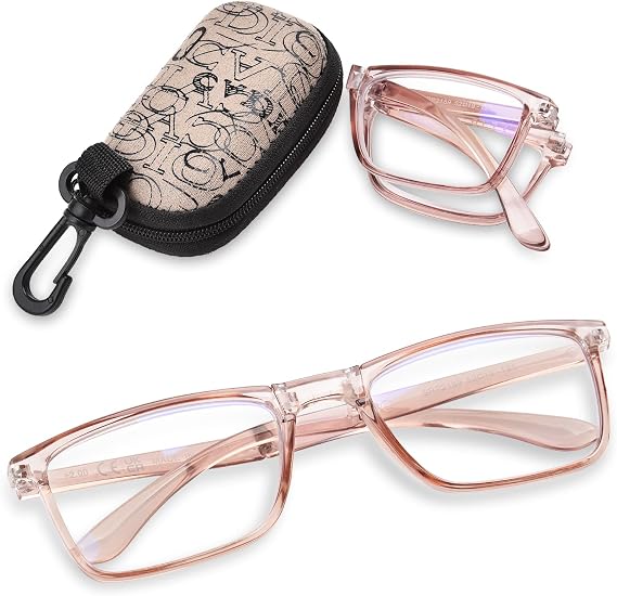 Folding Reading Glasses for Women Men, Readers with Zipper Case | Small, Portable, Blue Light Blocking