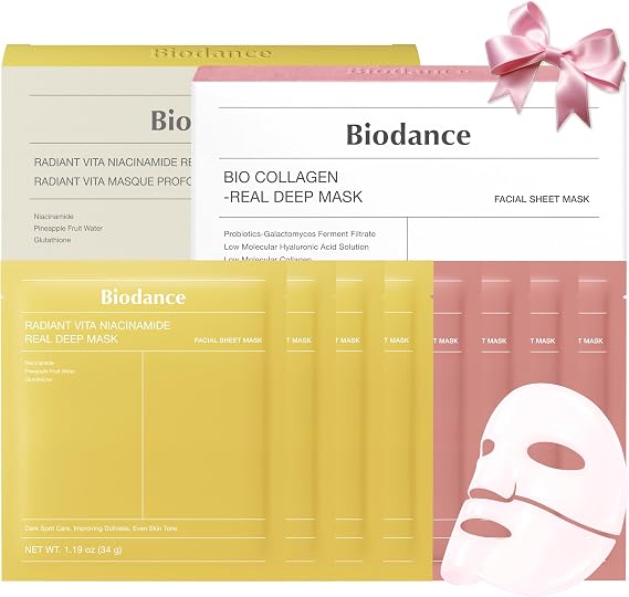 BIODANCE Vita Niacinamide & Bio Collagen Duo Real Deep Overnight Gel Mask for Tone Correction, Radiant Glow, Pore Minimizing, Elasticity for Glass Skin, Korean Skin Care, Skin Care Set