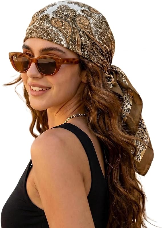 1 Pcs 27.5 Inches Satin Head Scarf Silk Like Hair Scarf Stain Bandana Hair Wrap Neck Scarf for Women
