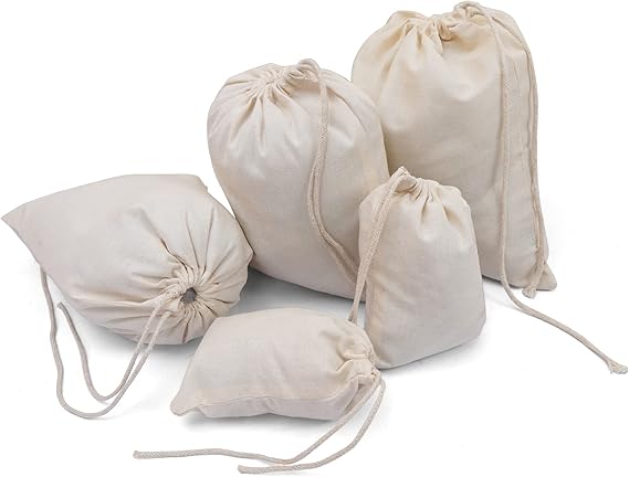 BigLotBags Cotton Muslin Bags 100% Organic Cotton Single Drawstring Premium Quality Eco Friendly Reusable Bags - Pack of 25 (6 x 8 Inches)