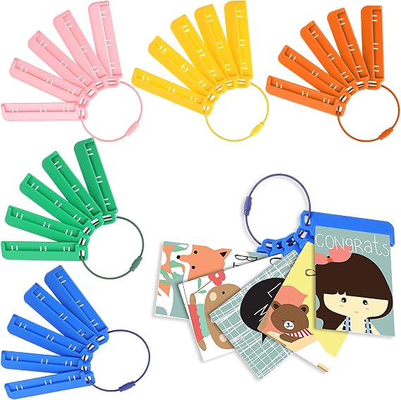 Holder Compatible With Yoto Cards Rings and Tabs, 25 Pcs Insert style Card Sleeves with 5 Pcs Stainless Steel Rings for Storage Organizer (Macaron)