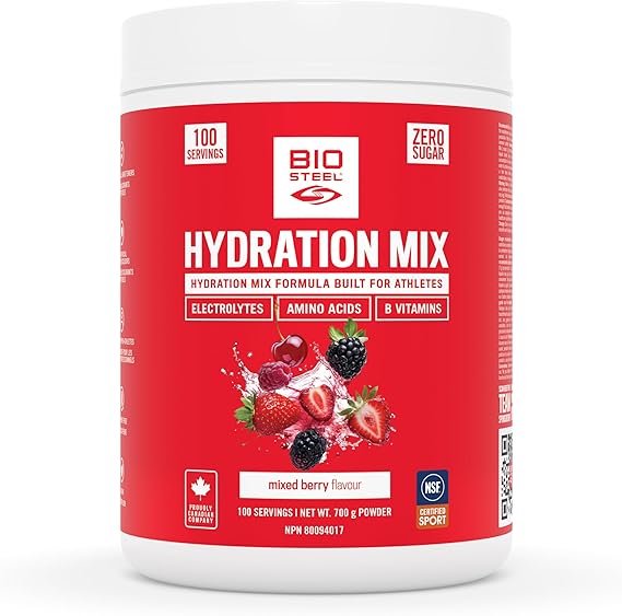 BioSteel Zero Sugar Hydration Mix, Great Tasting Hydration with 5 Essential Electrolytes, Mixed Berry, 100 Servings per Tub